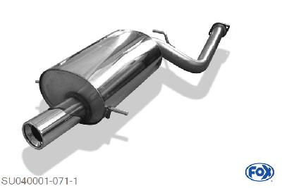 SU040001-071, Subaru Impreza - GD/ GG 2.0l Turbo 155/160kW, Einddemper O63,5mm - 1x90mm  Type 13 63,5mm Buisdiameter Geheel RVS, Absortie demper, mooie diepe sound, Met E-keur