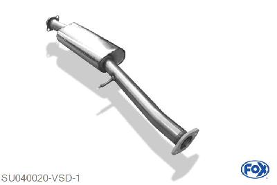 SU040020-VSD, Subaru Impreza GD/ GG - Schragheck & Stufenheck 2.0l 118kW, Voordemper 63,5mm Buisdiameter Geheel RVS, Absortie demper, mooie diepe sound, Met E-keur