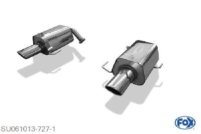SU061013-727, Subaru Outback/ Legacy Outback BL - Limousine 2.0l 101/110/121kW 2.5l 121/127kW 3.0l 180kW 2.0l D 110kW, Einddemper rechts/links - 115x85mm  Type 44 rechts/links 55mm Buisdiameter Geheel RVS, Absortie demper, mooie diepe sound, Met E-keur