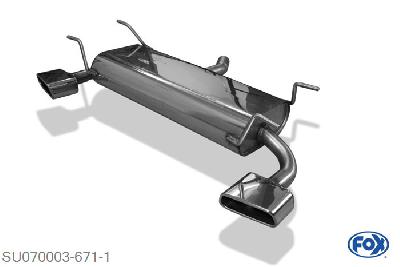 SU070003-671, Subaru XV 2.0l 110kW, Einddemper met uitgang rechts/links - 145x65mm  Type 59 rechts/links 50mm Buisdiameter Geheel RVS, Absortie demper, mooie diepe sound, Met E-keur