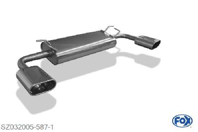 SZ032005-587, Suzuki Grand Vitara JT - 5-Turer 2.4l 122/124kW, Einddemper met uitgang rechts/links - 160x80mm  Type 52 rechts/links 63,5mm Buisdiameter Geheel RVS, Absortie demper, mooie diepe sound, Met E-keur
