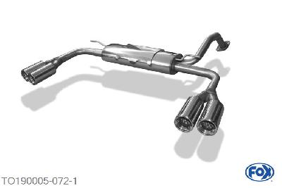 TO190005-072, Toyota Auris Benzin 1.4l 71/74kW 1.6l 91/97kW 1.8l 108kW, Einddemper rechts/links - 2x90mm  Type 13 rechts/links 55mm Buisdiameter Geheel RVS, Absortie demper, mooie diepe sound, Met E-keur