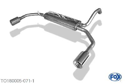 TO180005-071, CitroenC1/ Peugeot 107/ Toyota Aygo 1.0l 50kW, Einddemper met uitgang rechts/links - 1x90mm  Type 13 rechts/links 40mm Buisdiameter Geheel RVS, Absortie demper, mooie diepe sound, Met E-keur