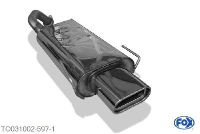 TO031002-597, Toyota Celica T20 1.8l 85kW 2.0l 125/129kW, Einddemper met eindstuk 160x80mm  Type 53 55mm Buisdiameter Geheel RVS, Absortie demper, mooie diepe sound, Zonder goedkeuring