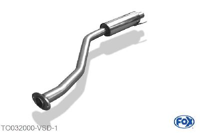 TO032000-VSD, Toyota Celica T23 1.8l 105/141kW, Voordemper - Buisdiameter: 63,5mm Geheel RVS, Absortie demper, mooie diepe sound, Met E-keur