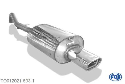 TO012021-593, Toyota Corolla E12 Combi 1.4l 71kW 1.6l 81kW 1.4l D 66kW 2.0l D 66/85kW, Einddemper met eindstuk 135x80mm  Type 53 55mm Buisdiameter Geheel RVS, Absortie demper, mooie diepe sound, EG-Gutachten