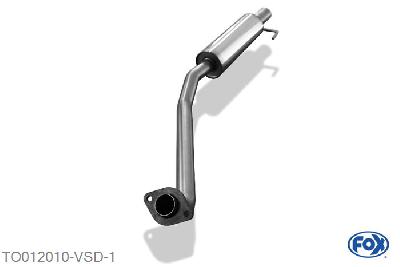 TO012010-VSD, Toyota Corolla E12 TS 1.8l 143kW, Voordemper 55mm Buisdiameter Geheel RVS, Absortie demper, mooie diepe sound, Met E-keur