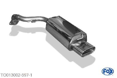 TO013002-597, Toyota Corolla Verso Diesel Bj. ab 04` 2.2 D-4D 130kW, Einddemper met eindstuk 160x80mm  Type 53 55mm Buisdiameter Geheel RVS, Absortie demper, mooie diepe sound, Met E-keur