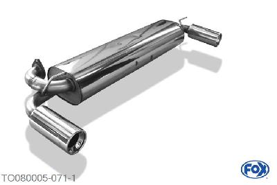 TO080005-071, Toyota MR2 Typ W1 1.6l 85/91kW, Einddemper met uitgang rechts/links - 1x90mm  Type 13 rechts/links 50mm Buisdiameter Geheel RVS, Absortie demper, mooie diepe sound, Teilegutachten (eintragungspflichtig)