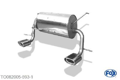 TO082005-593, Toyota MR2 Typ W3 1.8l 103kW, Einddemper met uitgang rechts/links - 135x80mm  Type 53 rechts/links 55mm Buisdiameter Geheel RVS, Absortie demper, mooie diepe sound, Met E-keur