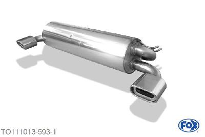 TO111013-593, Toyota RAV 4 II - 3-Turer 2.0l D-4D 85kW 2.0l 110kW, Einddemper met uitgang rechts/links - 135x80mm  Type 53 rechts/links 55mm Buisdiameter Geheel RVS, Absortie demper, mooie diepe sound, Met E-keur