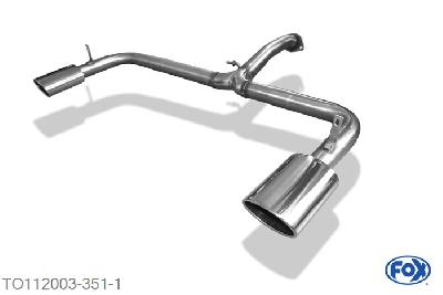 TO112003-351, Toyota RAV 4 III 2.0l 112kW 2.2 D-4D 100kW 2.2l D-Cat 130kW, Endrohrsystem rechts/links passend op original Middendemper - 140x90mm  Type 32 rechts/links 63,5mm Buisdiameter Geheel RVS, ABE-Eintragungsfrei