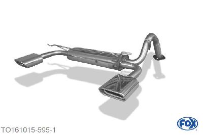 TO161015-595, Toyota Yaris XP9F 1.0 51kW 1.3l 64kW 1.4l 66/74kW 1.8l 98kW, Einddemper met uitgang rechts/links - 150x70mm  Type 53 rechts/links 50mm Buisdiameter Geheel RVS, Absortie demper, mooie diepe sound, Met E-keur