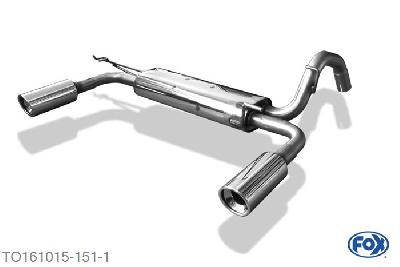 TO161015-151, Toyota Yaris XP9F 1.0 51kW 1.3l 64kW 1.4l 66/74kW 1.8l 98kW, Einddemper met uitgang rechts/links - 1x90mm  Type 17 rechts/links 50mm Buisdiameter Geheel RVS, Absortie demper, mooie diepe sound, Met E-keur