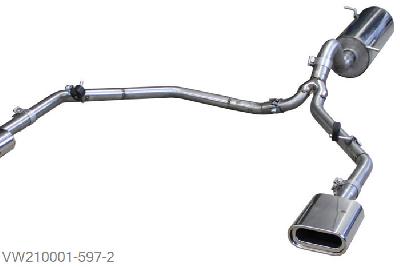 VW210001-597, VW Amarok 4x4 2.0l TDI 90/120/132kW 3.0l TDI 150/165KW, Einddemper met uitgang rechts/links - 160x80mm  Type 53 rechts/links 63,5mm Buisdiameter Geheel RVS, Absortie demper, mooie diepe sound, Met E-keur
