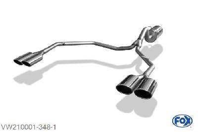 VW210001-348, VW Amarok 4x4 2.0l TDI 90/120/132kW 3.0l TDI 150/165KW, Einddemper met uitgang rechts/links - 2x115x85mm  Type 32 rechts/links 63,5mm Buisdiameter Geheel RVS, Absortie demper, mooie diepe sound, Met E-keur