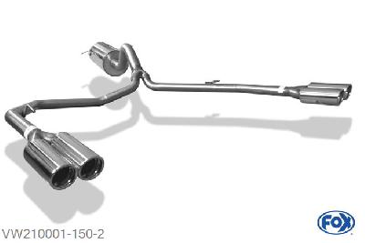VW210001-150, VW Amarok 4x4 2.0l TDI 90/120/132kW 3.0l TDI 150/165KW, Einddemper met uitgang rechts/links - 2x80mm  Type 17 rechts/links 63,5mm Buisdiameter Geheel RVS, Absortie demper, mooie diepe sound, Met E-keur