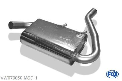 VW070050-MSD, VW Corrado G60 1.8l 118kW, Middendemper 55mm Buisdiameter Geheel RVS, Absortie demper, mooie diepe sound, Met E-keur