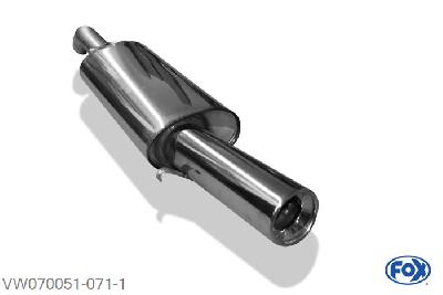 VW070051-071, VW Corrado G60 1.8l 118kW, Einddemper O55mm - 1x90mm  Type 13 55mm Buisdiameter Geheel RVS, Absortie demper, mooie diepe sound, Met E-keur