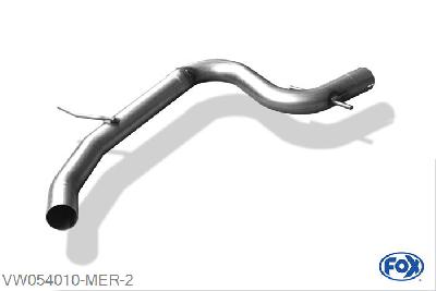 VW054010-MER, VW Golf V GTI/ Eos 1F 1.4l TSI 90/103/125kW 2.0l FSI Turbo 147/155/169kW 2.0 GTD 125kW, Middendemper vervangende buis O70mm 70mm Buisdiameter Geheel RVS, Zonder goedkeuring