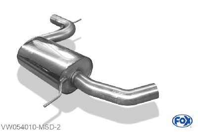 VW054010-MSD, VW Golf V GTI/ Eos 1F 1.4l TSI 90/103/125kW 2.0l FSI Turbo 147/169kW 2.0 GTD 125kW, Middendemper 70mm Buisdiameter Geheel RVS, Absortie demper, mooie diepe sound, Met E-keur
