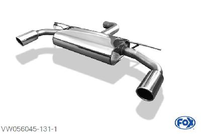 VW056045-131, VW Golf VII  - Onafhankelijke wielophanging - GTI-Look 1.2l 63/77/81kW 1.4l 90/92/103/110kW 1.6l 81kW 1.6l TDI 66/77/81kW 2.0l TDI 81/105/110kW, Einddemper rechts/links - 1x90mm  Type 16 rechts/links 70mm Buisdiameter Geheel RVS, Absortie demper, mooie diepe sound, Met E-keur