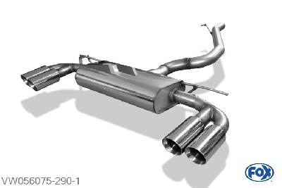 VW056075-290, VW Golf VII 4-Motion 2.0l TDI 110kW, Einddemper met uitgang rechts/links - 2x80mm  Type 25 rechts/links 70mm Buisdiameter Geheel RVS, Absortie demper, mooie diepe sound, Met E-keur