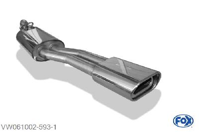 VW061002-593, VW Jetta II 19E 1.8l 62/66/79/82kW 1.6l TD 51kW, Einddemper met eindstuk 135x80mm  Type 53 50mm Buisdiameter Geheel RVS, Absortie demper, mooie diepe sound, Met E-keur