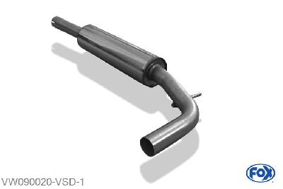 VW090020-VSD, VW Lupo 6X 1.4l 74/77kW 1.6l 92kW, Voordemper 50mm Buisdiameter Geheel RVS, Absortie demper, mooie diepe sound, EG-Gutachten