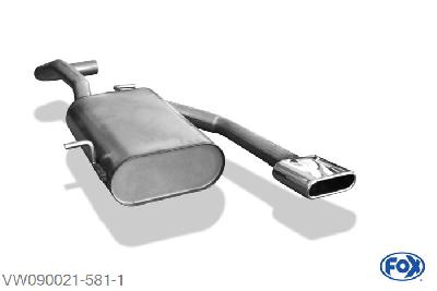 VW090021-581, VW Lupo 6X 1.4l 74/77kW 1.6l 92kW, Einddemper met midden uitgang - 130x50mm  Type 52 50mm Buisdiameter Geheel RVS, Absortie demper, mooie diepe sound, EG-Gutachten