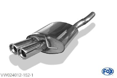 VW024012-152, VW Passat 3C/ 3C CC 2.0l TDI 100/103kW, Einddemper O63,5mm - 2x90mm  Type 17 63,5mm Buisdiameter Geheel RVS, Absortie demper, mooie diepe sound, Met E-keur