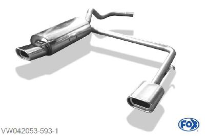 VW042053-593, VW Polo 6N 1.0l 37kW 1.1l 33/37kW 1.3l 40kW 1.4l 40/44/55/74kW 1.6l 55/88kW 1.4l TD 55kW 1.7l D 42/44kW 1.9l D 47kW, Einddemper met uitgang rechts/links - 135x80mm  Type 53 rechts/links 50mm Buisdiameter Geheel RVS, Absortie demper, mooie diepe sound, Teilegutachten (eintragungspflichtig)