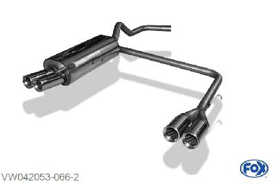 VW042053-066, VW Polo 6N 1.0l 37kW 1.1l 33/37kW 1.3l 40kW 1.4l 40/44/55/74kW 1.6l 55/88kW 1.4l TD 55kW 1.7l D 42/44kW 1.9l D 47kW, Einddemper met uitgang rechts/links - 2x70mm  Type 13 rechts/links 50mm Buisdiameter Geheel RVS, Absortie demper, mooie diepe sound, Teilegutachten (eintragungspflichtig)