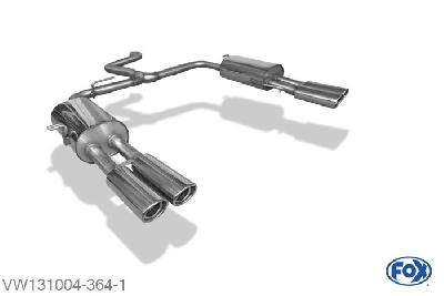 VW131004-364, VW Bus T5/ T6 2.0l 85/110/150kW 3.2l 170/173kW 1.9l TDI 62/63/75/77kW 2.0l TDI 62/75/103/132 2.5l TDI 96/120/128kW, Einddemper met uitgang rechts/links - 2x88x74mm  Type 33 rechts/links 60mm Buisdiameter Geheel RVS, Absortie demper, mooie diepe sound, Met E-keur