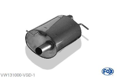 VW131000-VSD, VW Bus T5/T6 4MOTION 2.0l 150kW 3.2l 173kW 2.0l TDI 103/132kW 2.5l TDI 96/128kW, Voordemper 60mm Buisdiameter Geheel RVS, Absortie demper, mooie diepe sound, Met E-keur